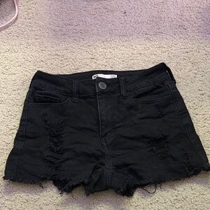 SO Black Jean Shorts Distressed Hem